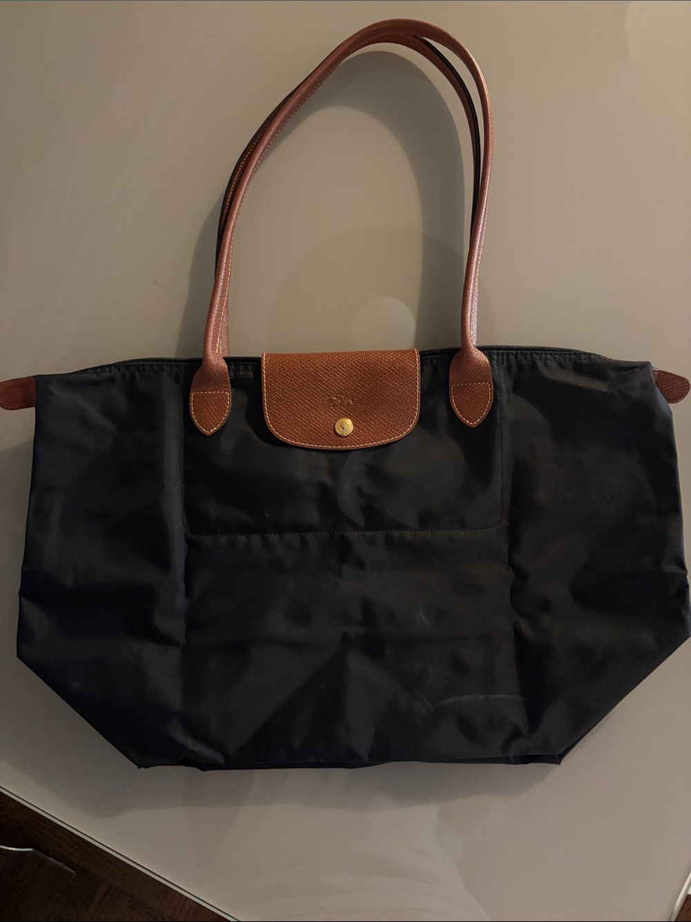 Longchamp Le Pilage Tote Shoulder Bag in Black
